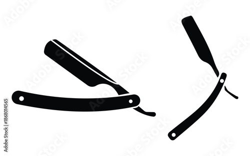 Vintage Razor Blade Silhouette Icon for Shaving and Cutting, Isolated Vector Symbol on Transparent Background