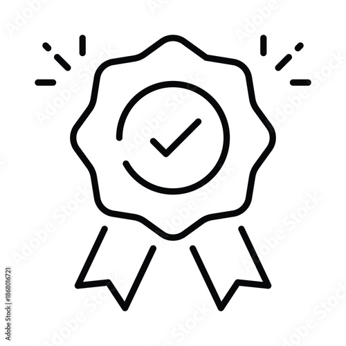 Quality Badge Vector Outline Icon EPS 10 File