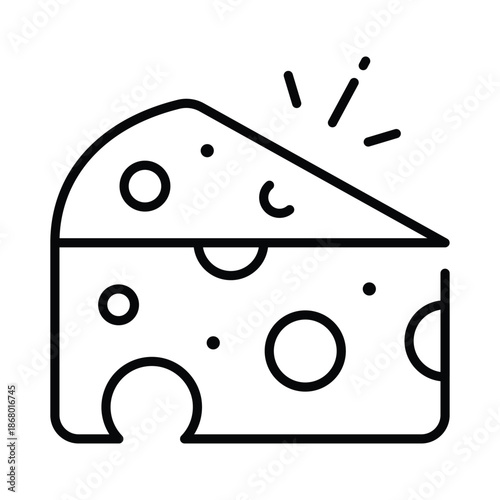 Cheese Vector Outline Icon EPS 10 File