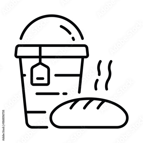 Bread And Drink Vector Outline Icon EPS 10 File