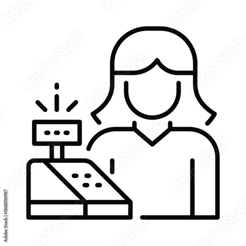 Cashier Vector Outline Icon EPS 10 File