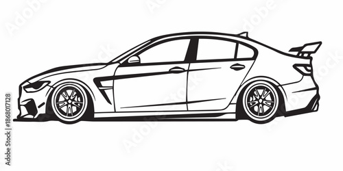 Car side view vector icon, black and white detailed illustration, sport car vector illustration
