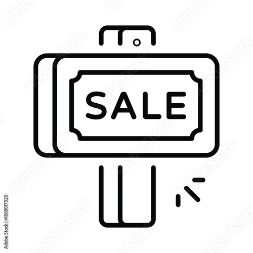 Sale Board Vector Outline Icon EPS 10 File