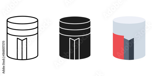 Three cylindrical containers with unique designs Vector