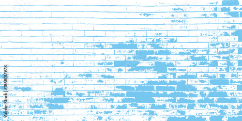 Full frame old blue painted brick wall texture from a building