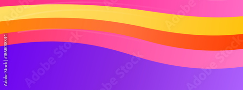 Abstract Vibrant Wave Bands Horizontal Curves in Bright Gradient Colors