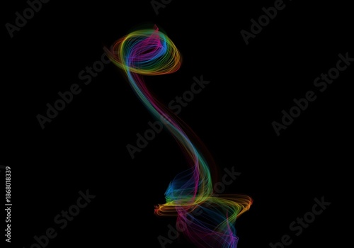 Totem Rainbow's overlay, slender column of braided light crowned with a spinning ring, spectral base and halo connected by a luminous spine rising proudly in the endless night

