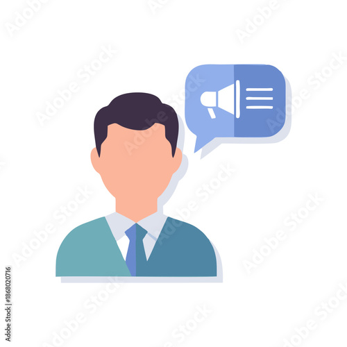 Business Communication Concept with Spokesperson and Megaphone Icon Vector Illustration