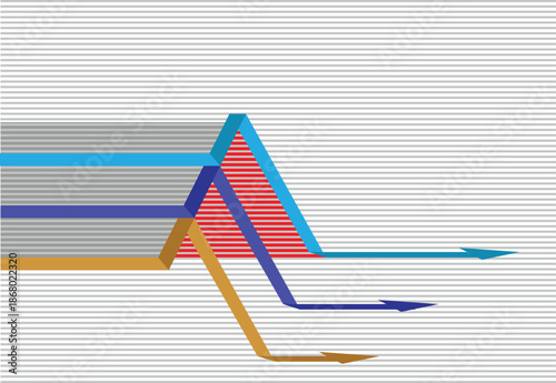 Three arrows converging and speeding towards right abstract. Editable Clip Art.