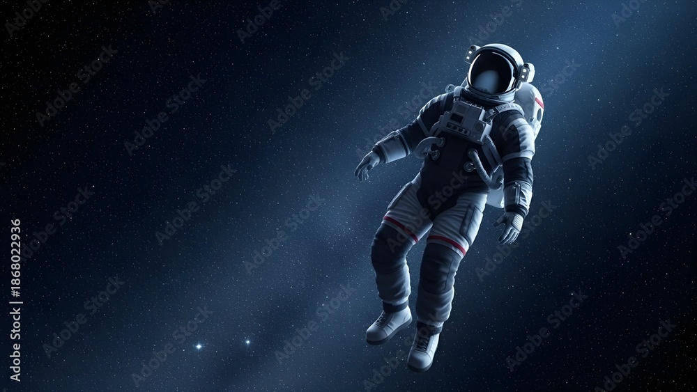 Fototapeta premium Astronaut Floating in Deep Space with Stars Background