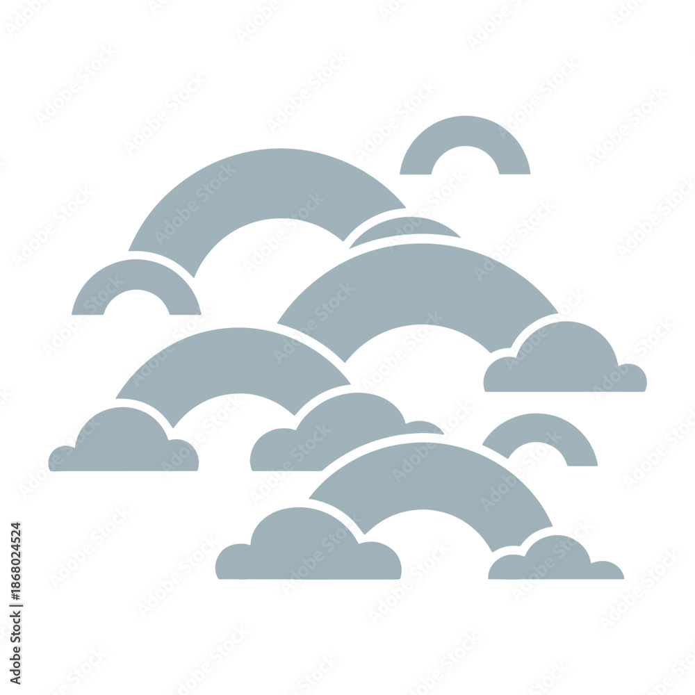 Fototapeta premium Boho Vector Abstract Sky with Stylized Clouds and Arches Pattern Illustration