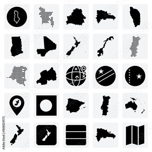 Geopolitical Country Maps For Global Strategy – National Boundary Graphics For Reports On International Relations And Economics.