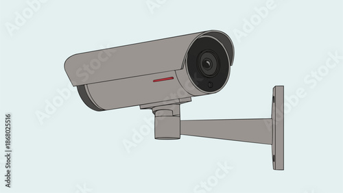 Modern Security Camera Mounted on Wall for Surveillance.
