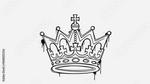 Graffiti style crown illustration with dripping paint effect.