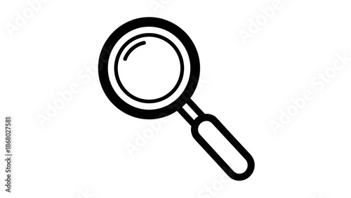 Simple black magnifying glass icon on white background.