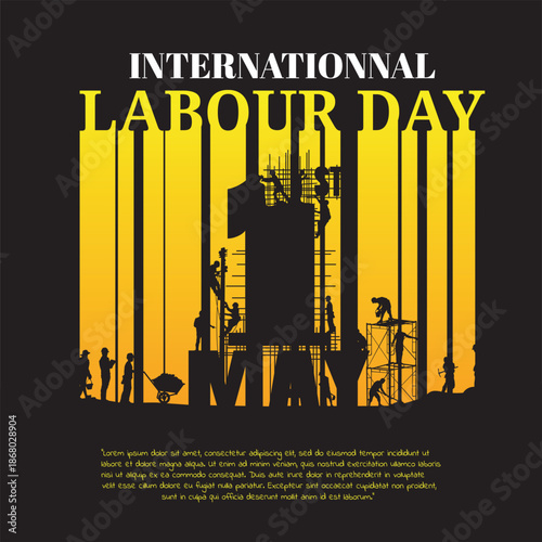 Labour day background, Construction vector background, Worker in a building site.