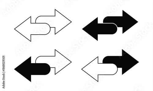 exchange arrow icon set. Exchange arrow symbol. Opposite direction sign. vector illustration