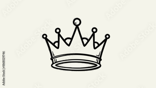 Simple Line Drawing of a Royal Crown Icon.