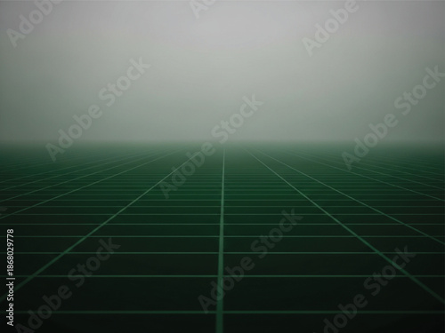 Futuristic grid pattern with green and gray background