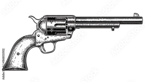 Colt Peacemaker revolver pistol Single Action Army sketch engraving illustration T-shirt apparel pri