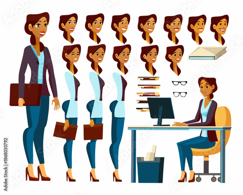 Businesswoman character set for professional projects and presentations