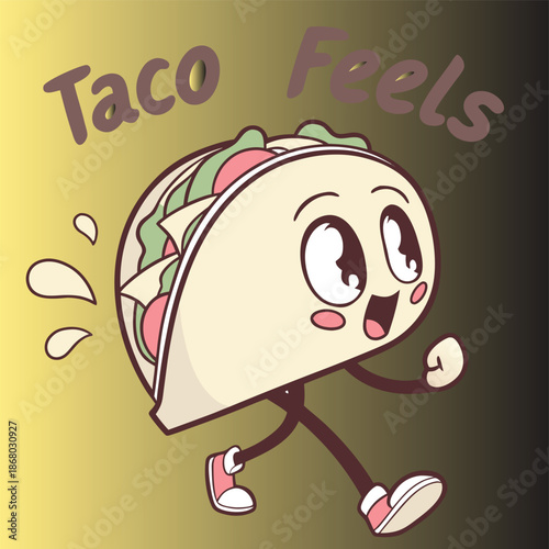 Vector illustration of a cute cartoon pizza and abstract background pattern for a fun food menu card or vintage poster design element