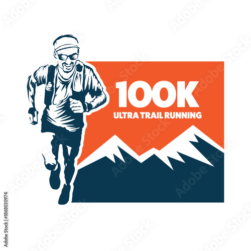Ultra Trail  Running design logo vector image