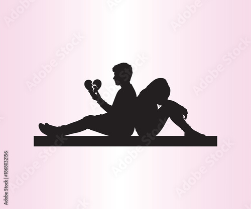 Couple in relationship crisis with broken heart.