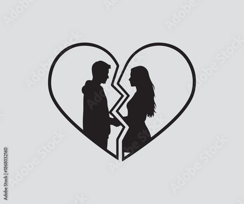 Couple in love facing relationship problems and heartbreak.