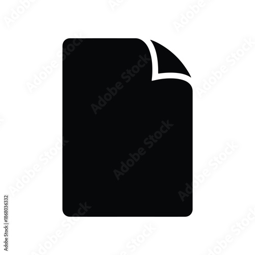 Simple vector graphic of a blank document page with a curled top corner, symbolizing a new file, report, or general paperwork for digital interface designs and abstract concepts