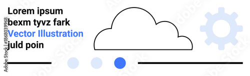 Cloud and gear graphics representing technology, automation, and digital systems. Includes lines and dots with modern typography. Ideal for tech, cloud services, automation, process management, data