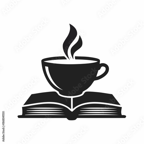 A steaming cup of coffee on an open book, a moment of relaxation and study