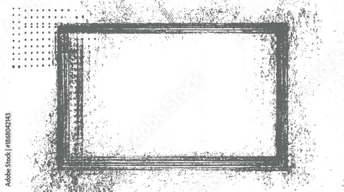 Rectangular grunge frame with rough brush strokes and a dotted pattern on the left side, offering a distressed artistic background