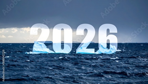 Dramatic image of melting ice with 