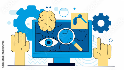 Creative professional analyzing data on modern computer screen