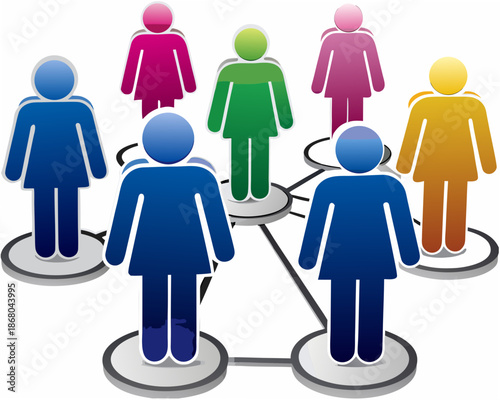 Diverse group of people connecting in a network