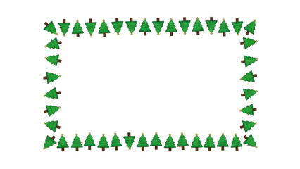 Festive green christmas tree border frame with pine needles and cones isolated on transparent background