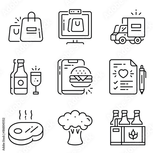 Grocery Vector Outline Icon Set 4