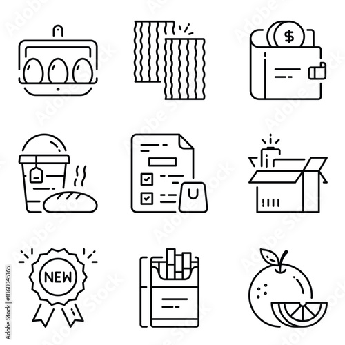 Grocery Vector Outline Icon Set 3