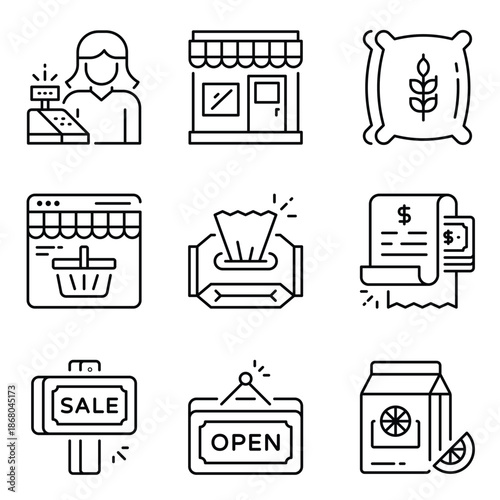Grocery Vector Outline Icon Set 5