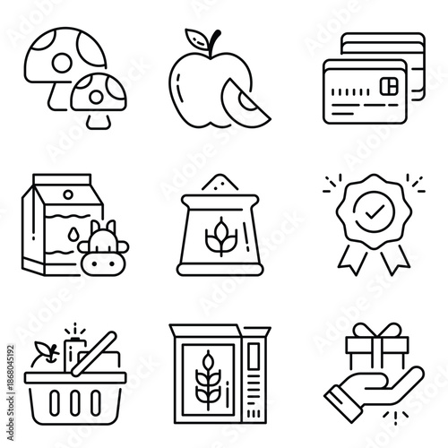Grocery Vector Outline Icon Set 1