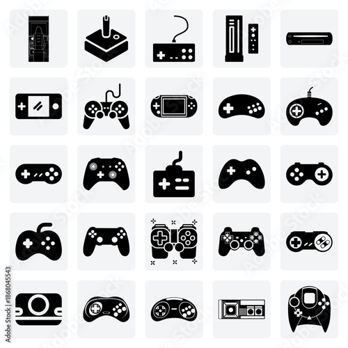 The Evolution Of Game Controllers – Showcasing Classic Joysticks And Gamepads From Nintendo, Sega, And Playstation.