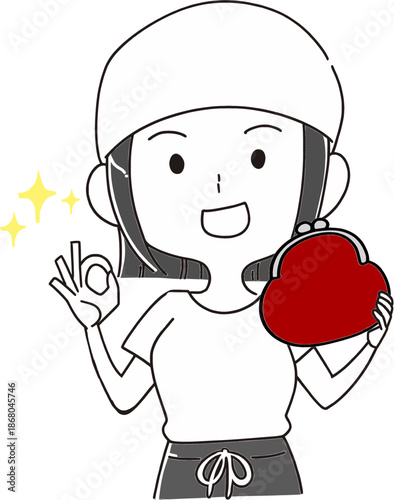 財布を持つ居酒屋女性店員