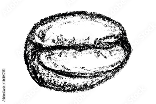 Hand drawn fresh roasted coffee bean Arabica robusta seed doodle Single element for print, web, design, decor