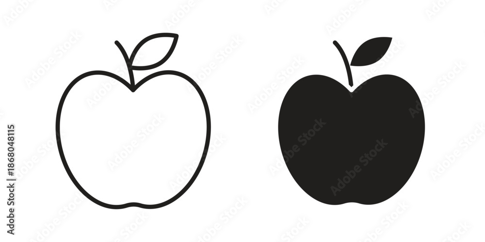 Fototapeta premium Apple icons. Line Art Style Design Isolated On White
