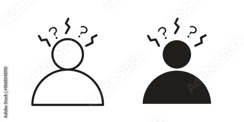 Anxiety icons. Line Art Style Design Isolated On White