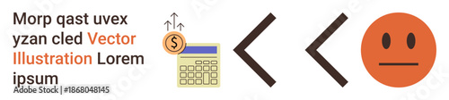 Budgeting, financial planning, accounting, expenses tracking, cost analysis, and decision-making. Calculator and coin alongside symbols for lesser outcomes. Financial planning and cost analysis theme