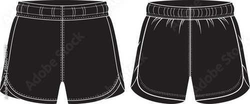 Professional Sports and Athletic Training Shorts Silhouettes for Fitness and Exercise Apparel Design