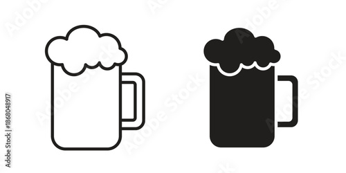 Beer mug icons. Line Art Style Design Isolated On White