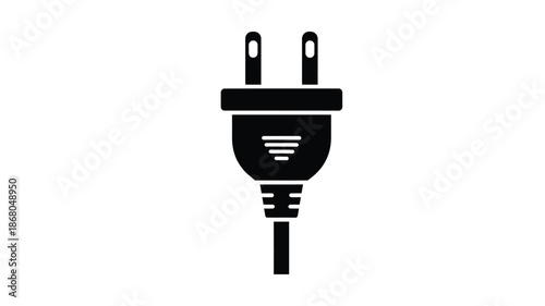 Simple black plug icon design against a white background silhouette